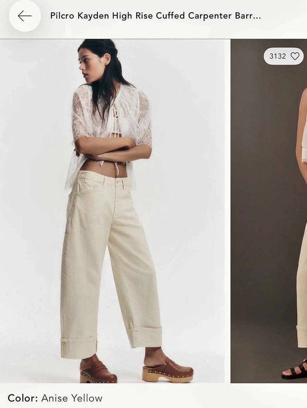 Pilcro Kayden High Rise Cuffed Carpenter Barrel Pants Yellow